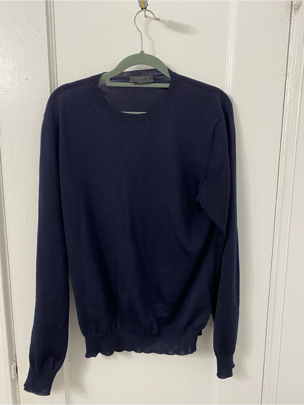Prada Cashmere  Navy Blue Crewneck Sweater. Size 50